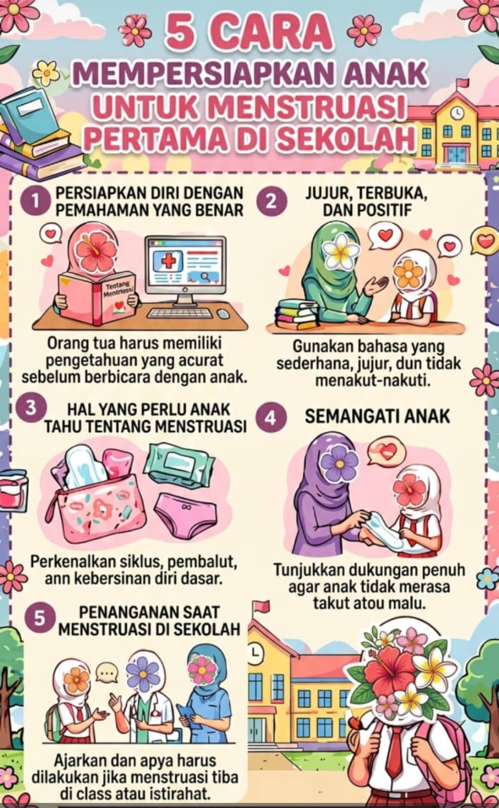 5 Cara Mempersiapkan Anak  untuk Menstruasi Pertamanya di Sekolah